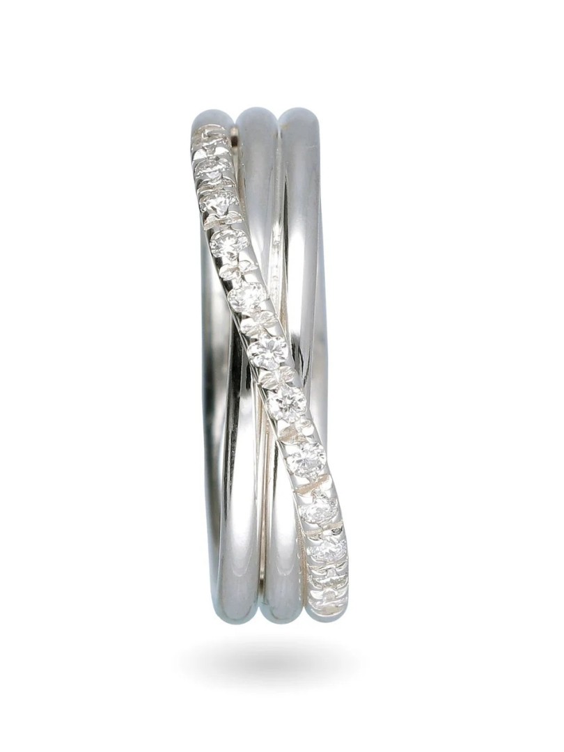 Buy Filodellavita ring in silver with diamonds on stroppiana.net