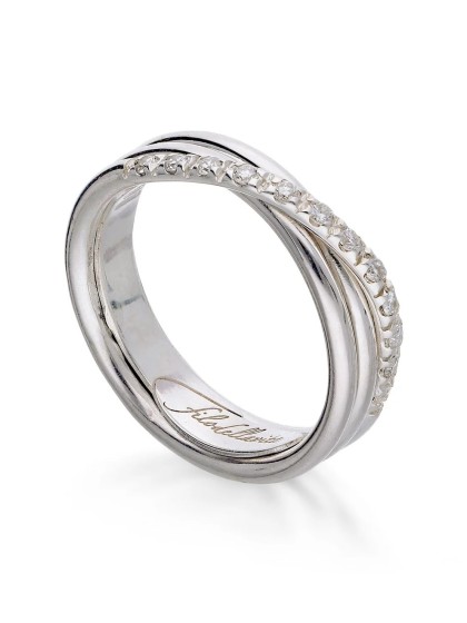 Buy Filodellavita ring in silver with diamonds on stroppiana.net