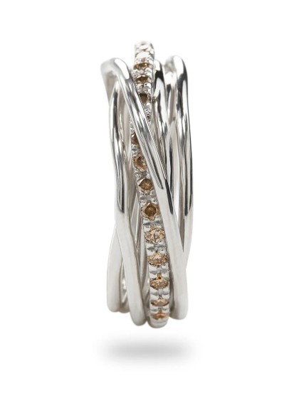 Buy Filodellavita ring in silver with brown diamonds