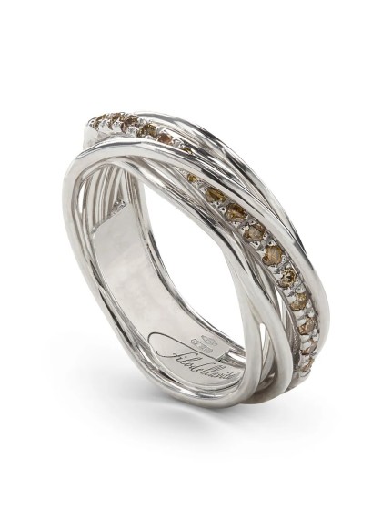 Buy Filodellavita ring in silver with brown diamonds