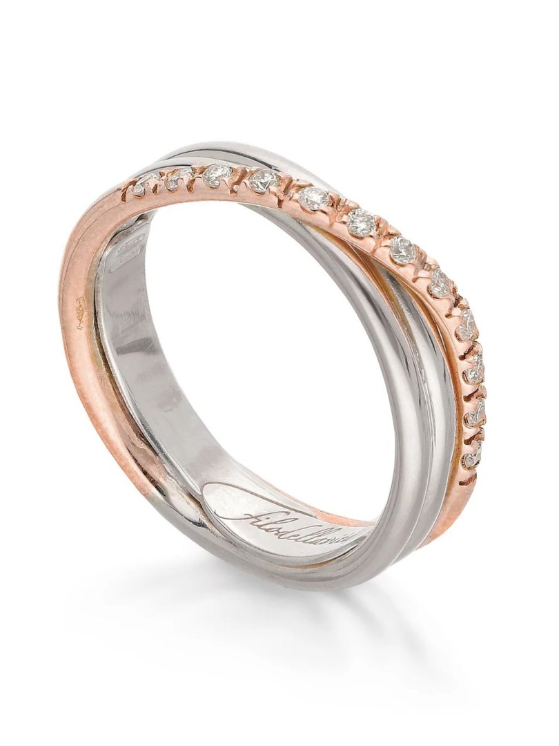 Buy Filodellavita ring in rose gold and silver with diamonds